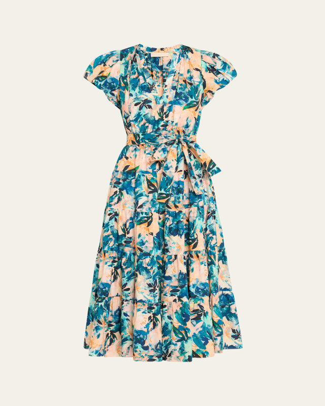 Ottilie Floral Tiered Midi Dress